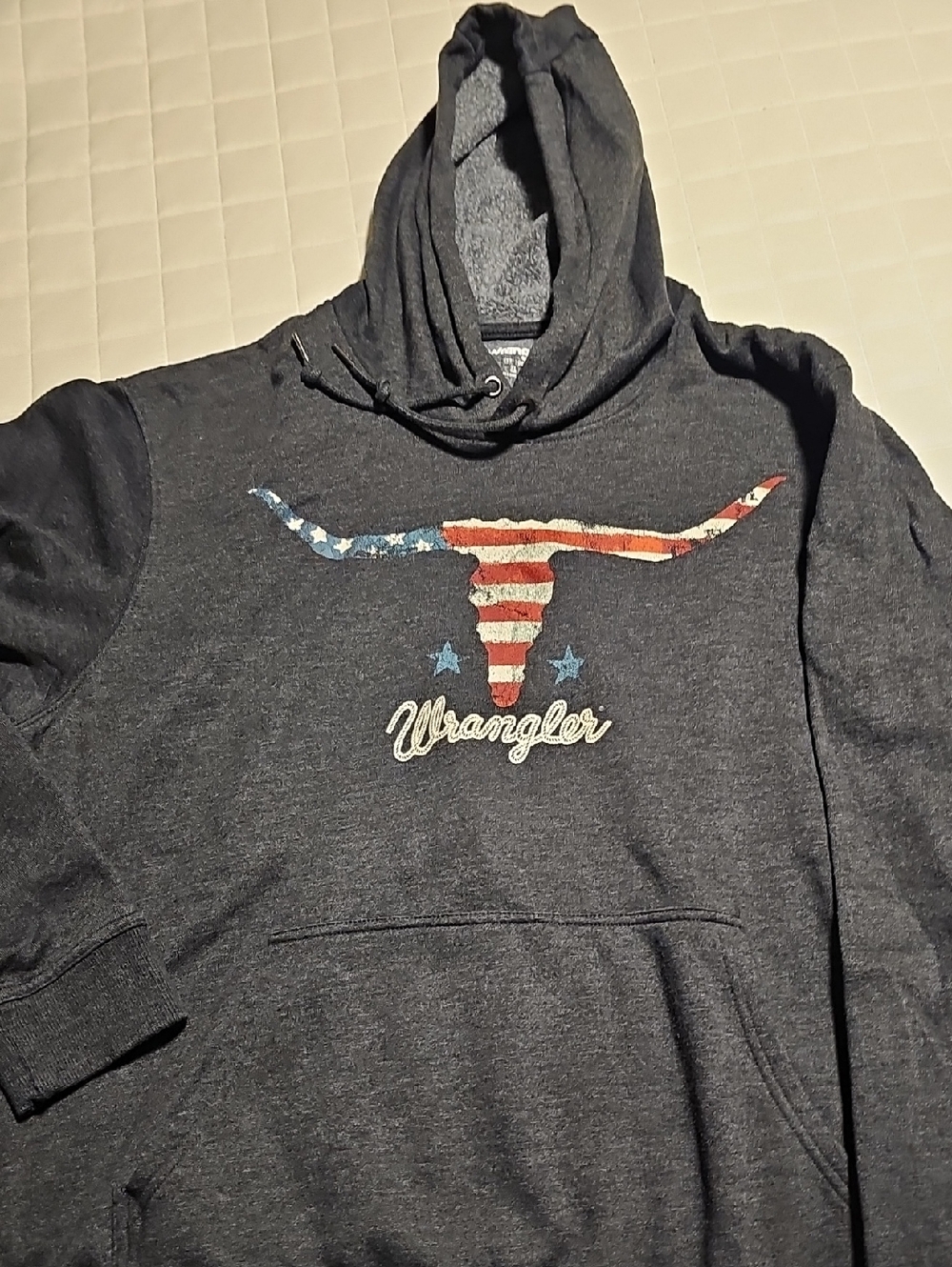 Wrangler Charcoal Hooded Sweatshirt with American Flag Longhorn